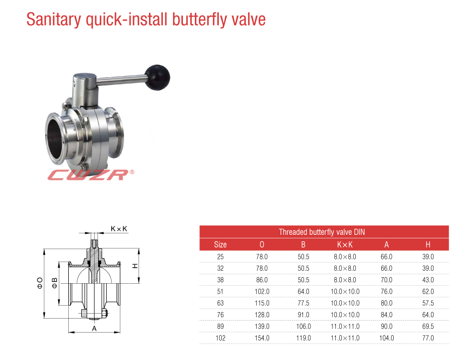 Sanitary Quick-install Buttefly Valve